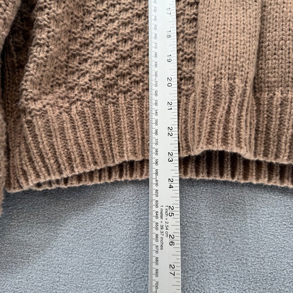 Woven Heart Sweater Women's Large Beige Cable Knit High Neck - Picture 3 of 8